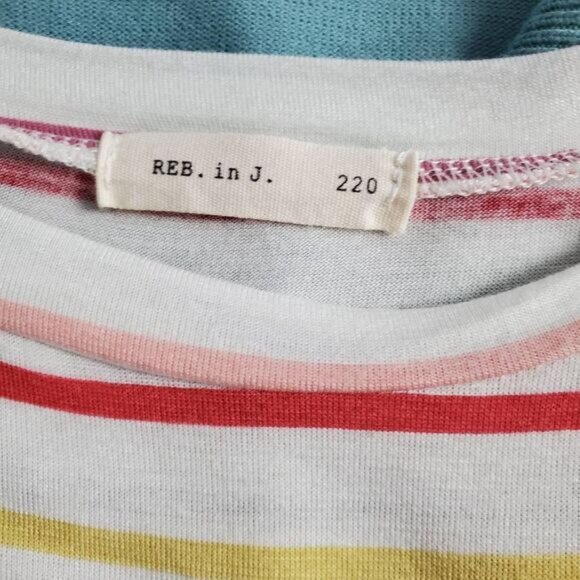 REB in J Women’s Striped Short Sleeve Pocket Tee Medium Made in USA - Picture 5 of 7